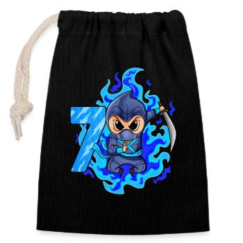 7th birthday boy 7 years old ninja - Closable cotton gift bag (14x20cm) - black - Front