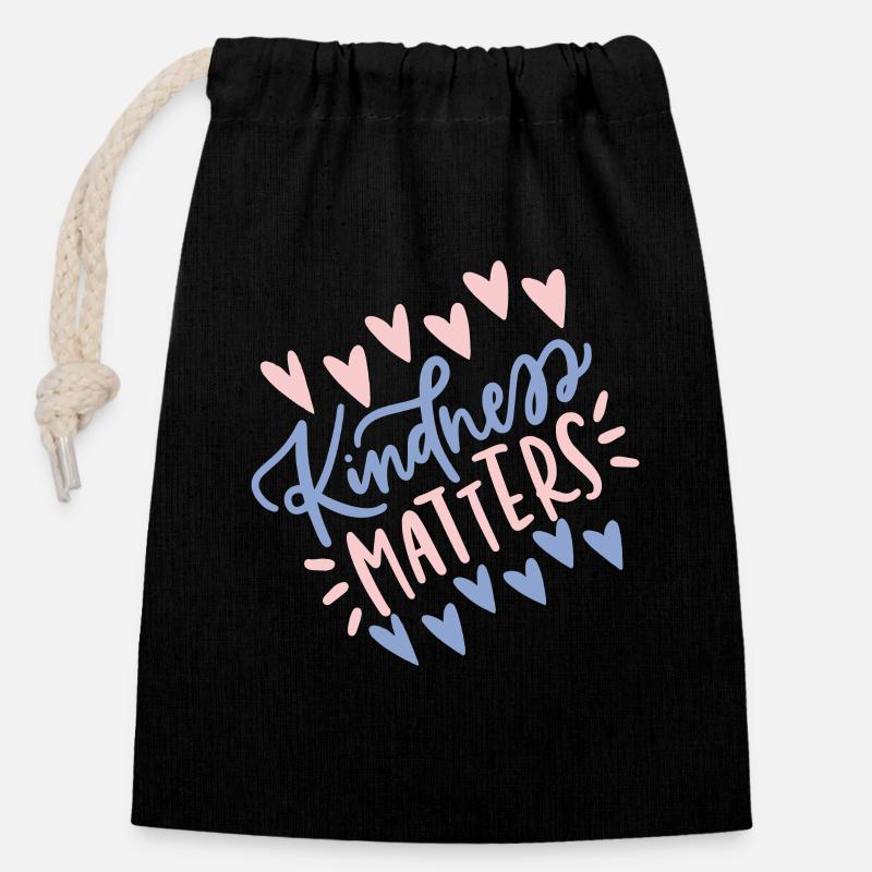 La gentillesse, c’est important - T-shirt de sensibilisation - Sac cadeau en coton avec cordon (14 x 20 cm) - noir
