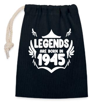 1945 - Né 1945 - Année de construction 1945 Don - Sac cadeau en coton avec cordon (14 x 20 cm) - bleu marine - Devant