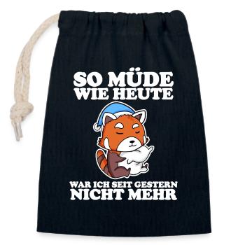 Müde Spruch lustig mit Roter Panda Motiv - Verschließbarer Geschenkbeutel aus Baumwolle (14x20cm) - Navy - Vorne