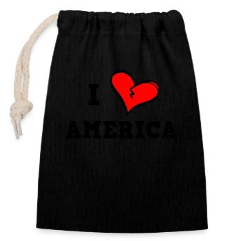 Ich liebe Amerika - Verschließbarer Geschenkbeutel aus Baumwolle (14x20cm) - Schwarz - Vorne