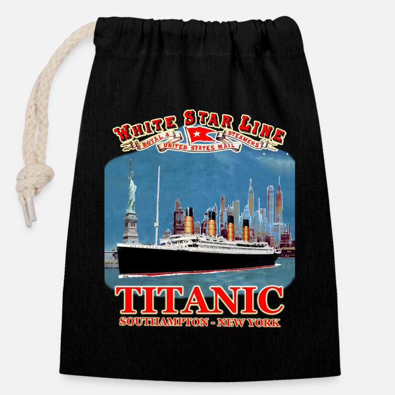TITANIC Kreation Louis RUNEMBERG © Adagp - Verschließbarer Geschenkbeutel aus Baumwolle (14x20cm) - Schwarz