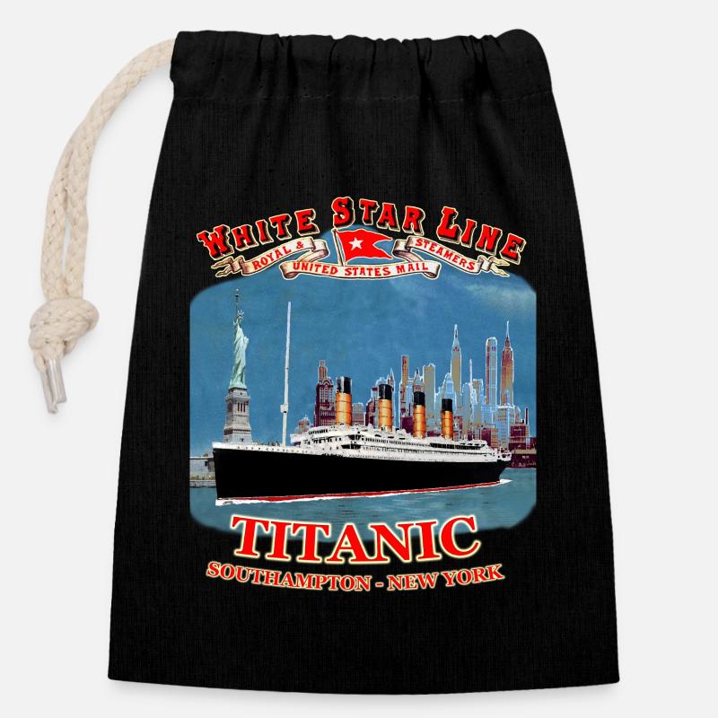 TITANIC creation Louis RUNEMBERG © Adagp - Closable cotton gift bag (14x20cm) - black