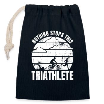 Triathlon Motivation - Sac cadeau en coton avec cordon (14 x 20 cm) - bleu marine - Devant