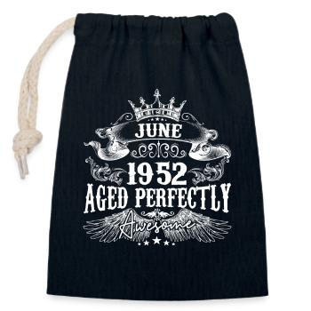 1952 | Juni 1952 Geburtstag Perfekt gealtert - Verschließbarer Geschenkbeutel aus Baumwolle (14x20cm) - Navy - Vorne