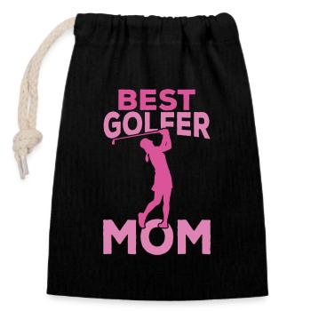 Mama Golferin - Verschließbarer Geschenkbeutel aus Baumwolle (14x20cm) - Schwarz - Vorne