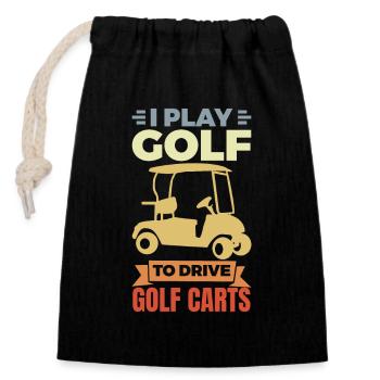 Ich liebe Golf Carts - Verschließbarer Geschenkbeutel aus Baumwolle (14x20cm) - Schwarz - Vorne
