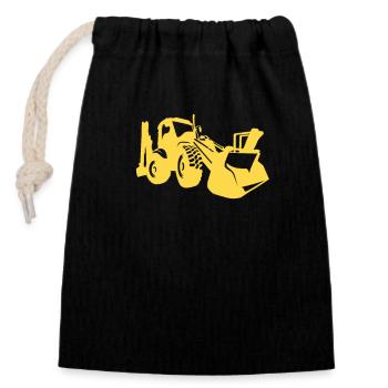 Excavatrice Conducteur Chargeuse sur pneus Excavatrice - Sac cadeau en coton avec cordon (14 x 20 cm) - noir - Devant