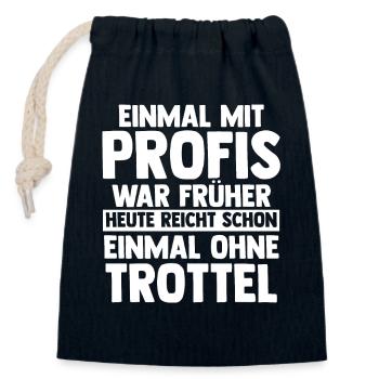 Einmal Mit Profis Arbeiten - Verschließbarer Geschenkbeutel aus Baumwolle (14x20cm) - Navy - Vorne