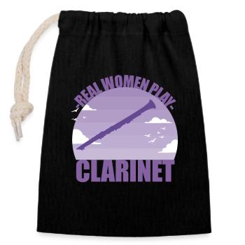 Clarinette Instrument Musicien Fille Cadeau - Sac cadeau en coton avec cordon (14 x 20 cm) - noir - Devant