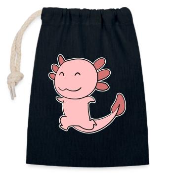 Axolotl motif - Closable cotton gift bag (14x20cm) - navy - Front