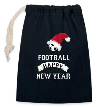 HAPPY FOOTBALL NEW YEAR - Sac cadeau en coton avec cordon (14 x 20 cm) - bleu marine - Devant