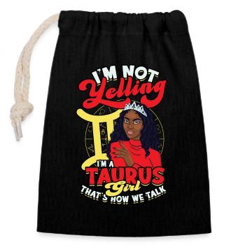 Black Bull Queen April Zodiac Astrology - Closable cotton gift bag (14x20cm) - black - Front