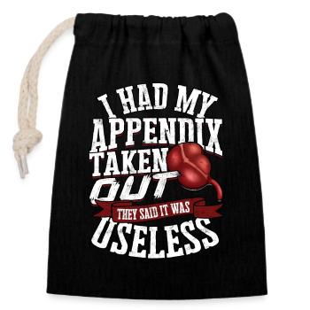 Appendix Operation Appendectomy Removal - Closable cotton gift bag (14x20cm) - black - Front