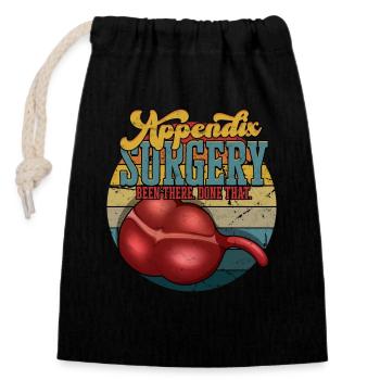 Appendix Operation Appendectomy Removal - Closable cotton gift bag (14x20cm) - black - Front