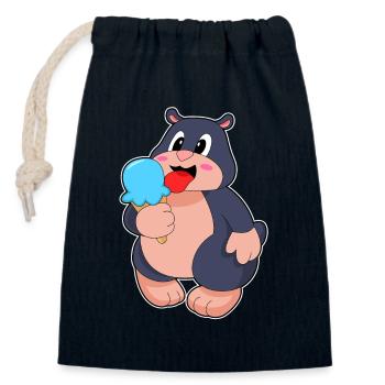 Crème glacée Mole Waffle - Sac cadeau en coton avec cordon (14 x 20 cm) - bleu marine - Devant