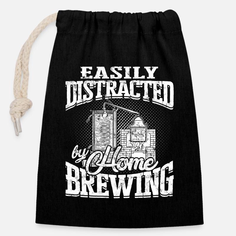 schnapps whiskey burning schnapps distiller gift idea - Closable cotton gift bag (14x20cm) - black