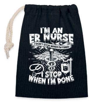 urgence, infirmière, hôpital, krankenpf - Sac cadeau en coton avec cordon (14 x 20 cm) - bleu marine - Devant