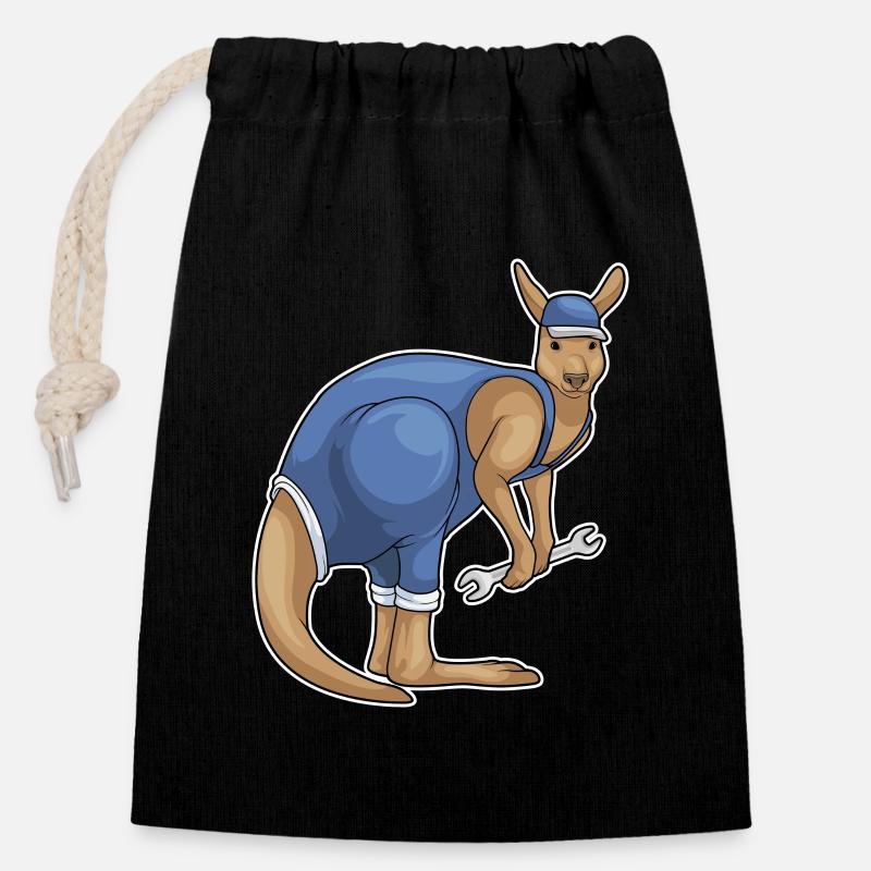 Outil de mécanique kangourou - Sac cadeau en coton avec cordon (14 x 20 cm) - noir