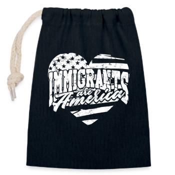 États-Unis Amérique Immigrants Citoyens américains FL américain - Sac cadeau en coton avec cordon (14 x 20 cm) - bleu marine - Devant