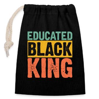 Educated Black King T-Shirt Black Pride - Closable cotton gift bag (14x20cm) - black - Front