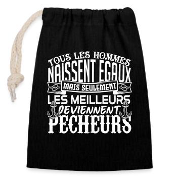 Pêcheur meilleurs Pêcheurs la pêche papa pêcheur - Sac cadeau en coton avec cordon (14 x 20 cm) - noir - Devant