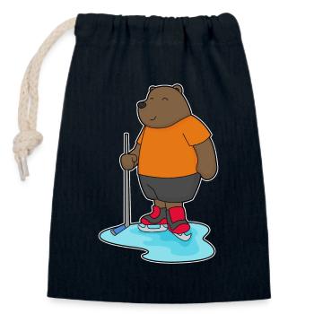 Bär Eishockey Eishockeyschläger - Verschließbarer Geschenkbeutel aus Baumwolle (14x20cm) - Navy - Vorne