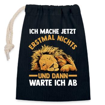 Ich Mach Jetzt Erstmal Nichts Löwen - Verschließbarer Geschenkbeutel aus Baumwolle (14x20cm) - Navy - Vorne