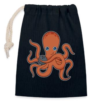Boule de bowling Octopus Bowling - Sac cadeau en coton avec cordon (14 x 20 cm) - bleu marine - Devant