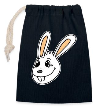 Tête de lapin Tête d’animal - Sac cadeau en coton avec cordon (14 x 20 cm) - bleu marine - Devant