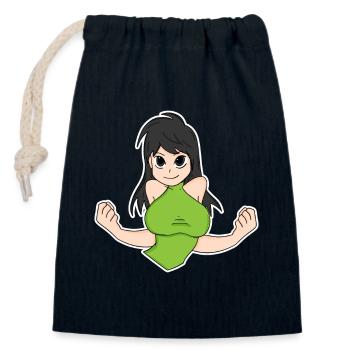 Anime - Sac cadeau en coton avec cordon (14 x 20 cm) - bleu marine - Devant