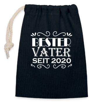 Bester Vater seit 2020 - Verschließbarer Geschenkbeutel aus Baumwolle (14x20cm) - Navy - Vorne