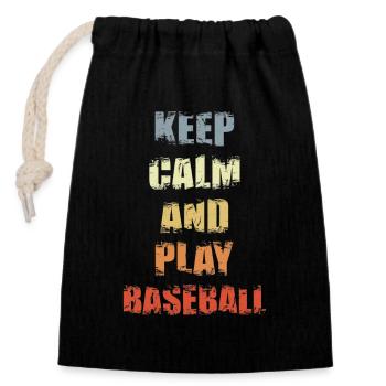 Slogan du baseball - Sac cadeau en coton avec cordon (14 x 20 cm) - noir - Devant