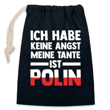 Ich habe keine Angst meine Tante ist Polin - Verschließbarer Geschenkbeutel aus Baumwolle (14x20cm) - Navy - Vorne