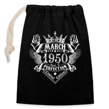 Mars 1950 | Mars 1950 anniversaire 1950 - Sac cadeau en coton avec cordon (14 x 20 cm) - noir - Devant