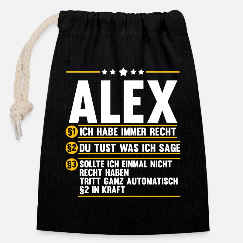 Alex - Verschließbarer Geschenkbeutel aus Baumwolle (14x20cm) - Schwarz