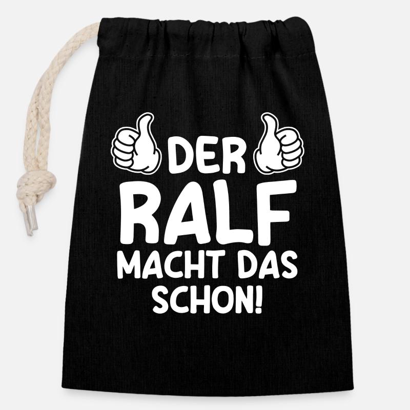 Ralf - Verschließbarer Geschenkbeutel aus Baumwolle (14x20cm) - Schwarz