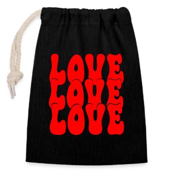Amour - Sac cadeau en coton avec cordon (14 x 20 cm) - noir - Devant