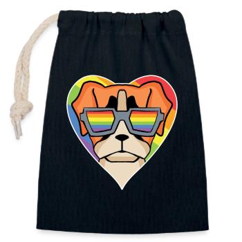Regenbogen - Hund mit Brille - Deutscher Boxer - Verschließbarer Geschenkbeutel aus Baumwolle (14x20cm) - Navy - Vorne