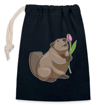 Biber Tulpe  - Verschließbarer Geschenkbeutel aus Baumwolle (14x20cm) - Navy - Vorne
