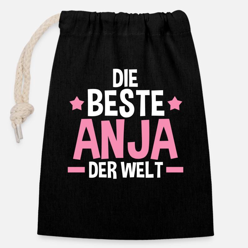 Anja - Verschließbarer Geschenkbeutel aus Baumwolle (14x20cm) - Schwarz