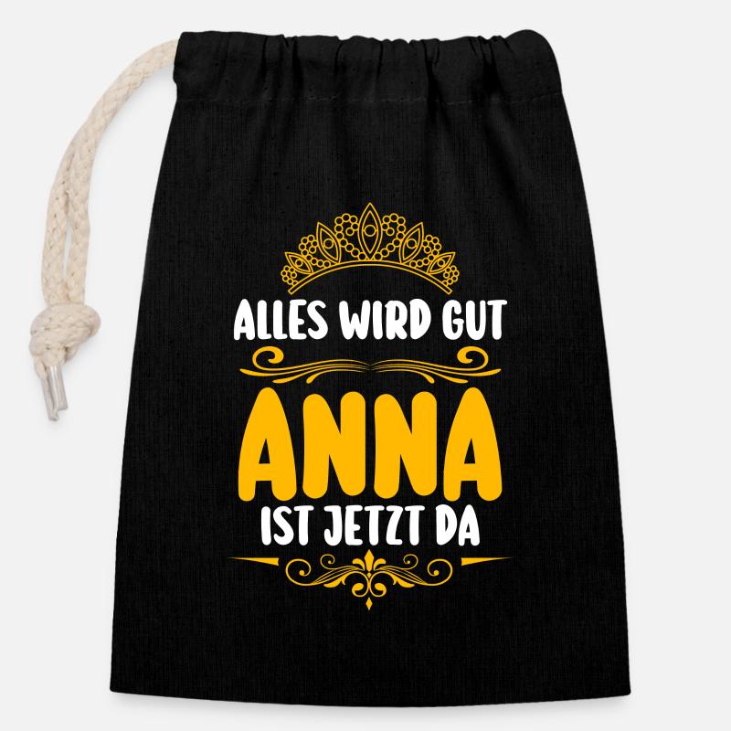 Anna - Verschließbarer Geschenkbeutel aus Baumwolle (14x20cm) - Schwarz