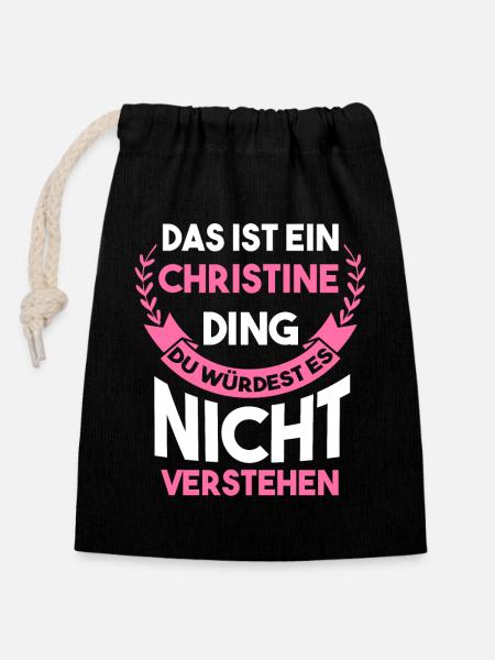 Christine - Verschließbarer Geschenkbeutel aus Baumwolle (14x20cm) - Schwarz