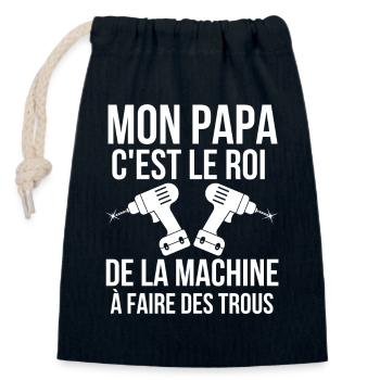 bricoleur, super papa, fan de bricolage - Sac cadeau en coton avec cordon (14 x 20 cm) - bleu marine - Devant