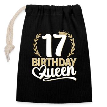 17ème anniversaire fille 17ème 17ème 17ème ans Reine - Sac cadeau en coton avec cordon (14 x 20 cm) - noir - Devant