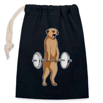 Meerkat Bodybuilder Barbell Bodybuilding - Closable cotton gift bag (14x20cm) - navy - Front