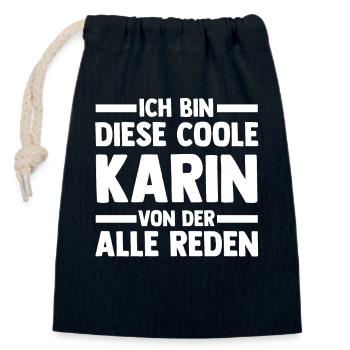 Karin - Verschließbarer Geschenkbeutel aus Baumwolle (14x20cm) - Navy - Vorne