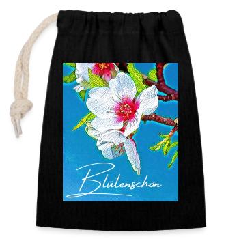 Blütenschön - Wortschätze - vergessene Wörter - Verschließbarer Geschenkbeutel aus Baumwolle (14x20cm) - Schwarz - Vorne