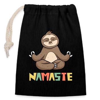 Yoga Méditation Paresseux Namaste - Sac cadeau en coton avec cordon (14 x 20 cm) - noir - Devant