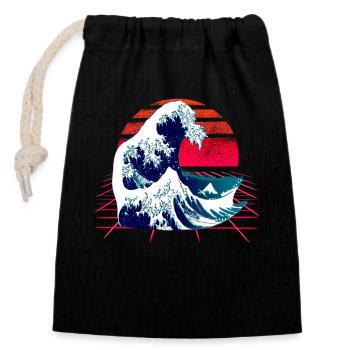 Japanese wave - the Great Wave off Kanagawa - Closable cotton gift bag (14x20cm) - black - Front